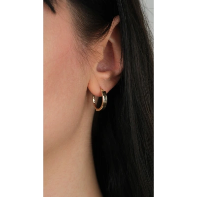 14 Ayar Altın Sade Halka Küpe 986