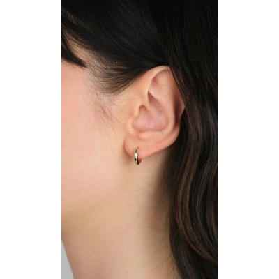 14 Ayar Altın Küçük Sade Halka Küpe 1015