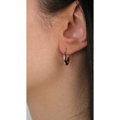 14 Ayar Altın Sade Halka Küpe 933