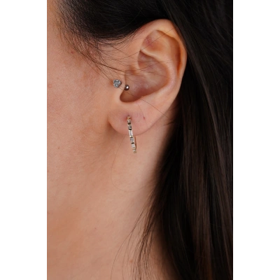 14 Ayar Altın Taşlı Halka Küpe 661