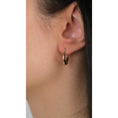 14 Ayar Altın Sade Halka Küpe 953