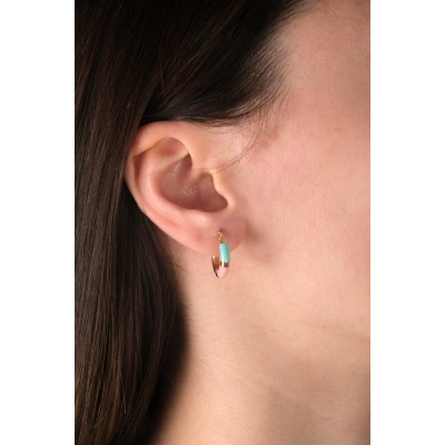 14 Ayar Altın Renkli Mineli Halka Küpe 380