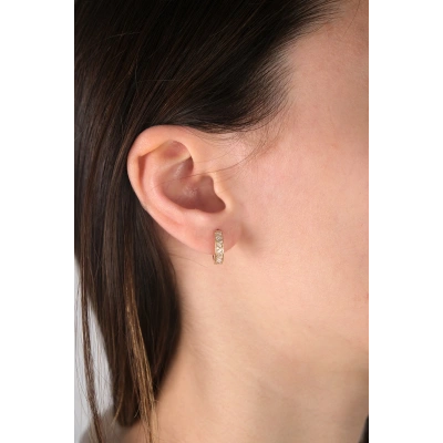 14 Ayar Altın Taşlı Halka Küpe 429