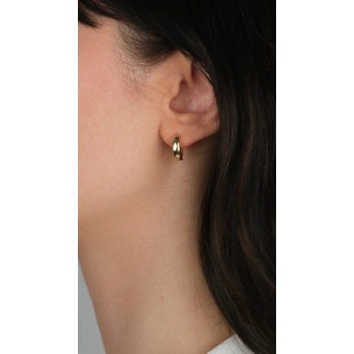 14 Ayar Altın Küçük Gizli Kilitli Halka Küpe 960