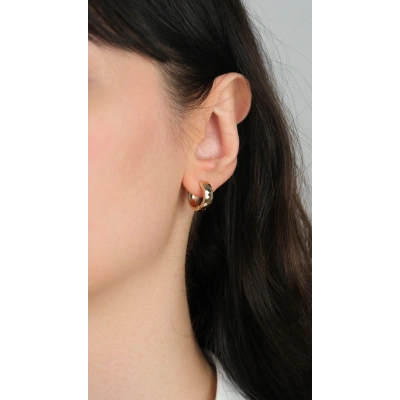 14 Ayar Altın Desenli Halka Küpe 954