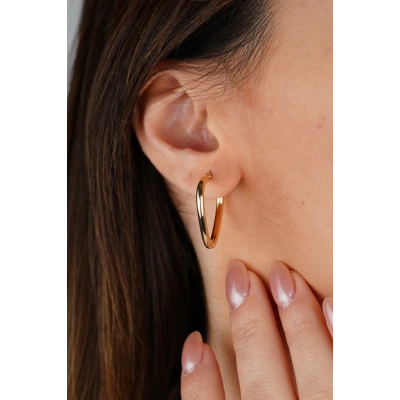 14 Ayar Altın Üçgen Küpe 624