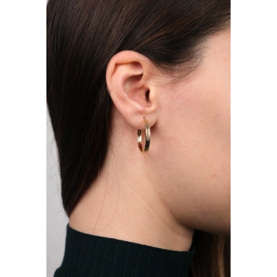 14 Ayar Altın Çizgi Desen Halka Küpe 319