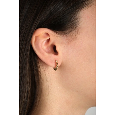 14 Ayar Altın Köşeli Halka Küpe 214