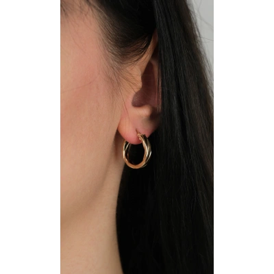 14 Ayar Altın Desenli Halka Küpe