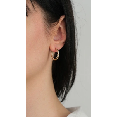 14 Ayar Altın Burgulu Halka Küpe