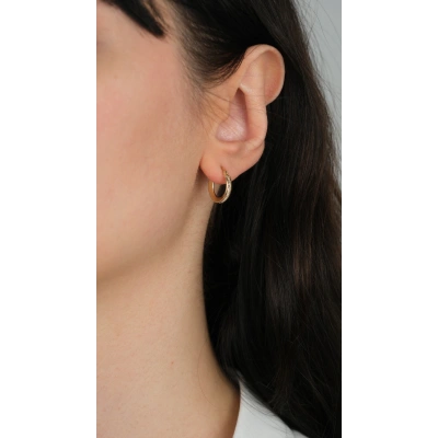 14 Ayar Altın Taşlı Klipsli Halka Küpe 957