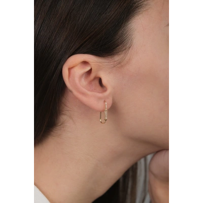 14 Ayar Altın Dörtgen Küpe 22