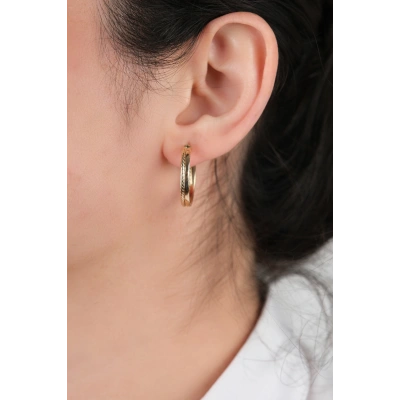 14 Ayar Altın Burgu Desenli Halka Küpe 831