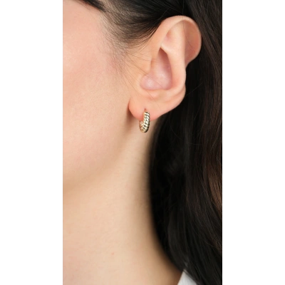 14 Ayar Altın Midye Desenli Halka Küpe 991