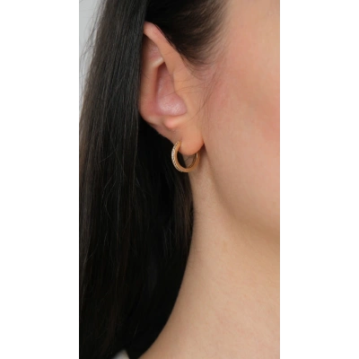 14 Ayar Altın Taşlı Halka Küpe 1007