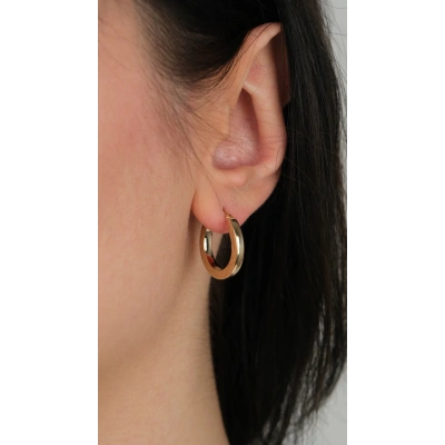 14 Ayar Altın Sade Halka Küpe 929