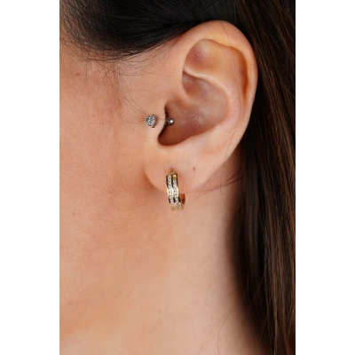 14 Ayar Altın Taşlı Halka Küpe 626