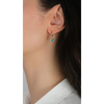 14 Ayar Altın KP 1016 Nazar Boncuklu Halka Küpe