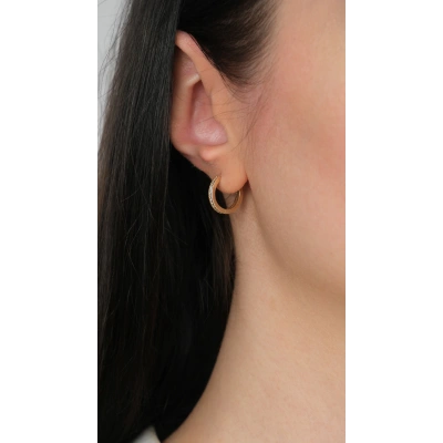 14 Ayar Altın Taşlı Halka Küpe 926