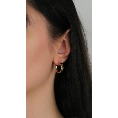 14 Ayar Altın Sade Halka Küpe 913