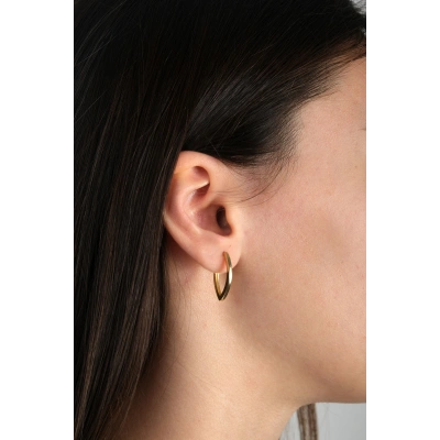 14 Ayar Altın Oval Küpe 91