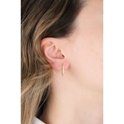 14 Ayar Altın Taşlı Halka Küpe 576