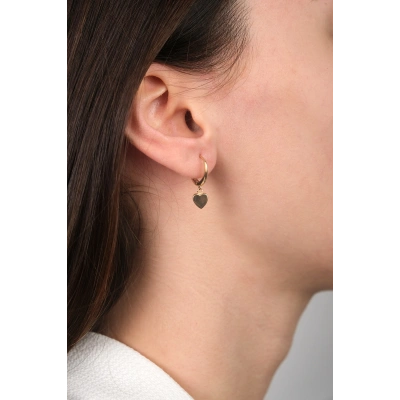 14 Ayar Altın Kalp Sallantılı Küpe 14