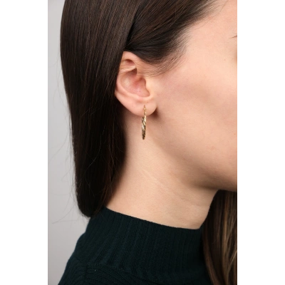 14 Ayar Altın Burgu Desen Halka Küpe 339