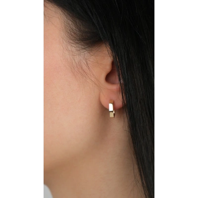 14 Ayar Altın Minimal Sade Halka Küpe 988