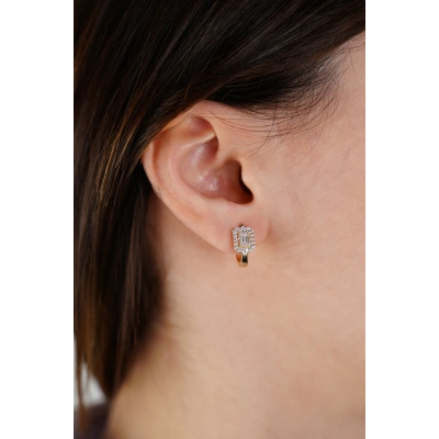 14 Ayar Altın Baget Küpe 615