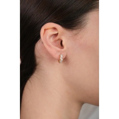 14 Ayar Altın Taşlı Halka Küpe 29