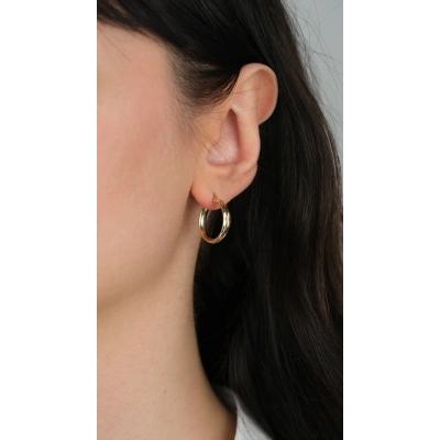 14 Ayar Altın Sade Desenli Klipsli Küpe 937