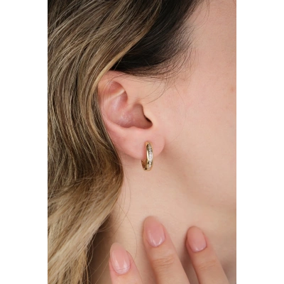 14 Ayar Altın Taşlı Halka Küpe 697