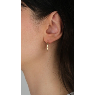 14 Ayar Altın Düz Halka Klipsli Küpe 911