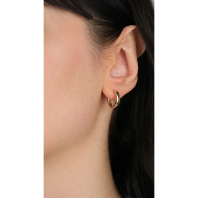 14 Ayar Altın Kalın Sade Düz Halka Küpe 975