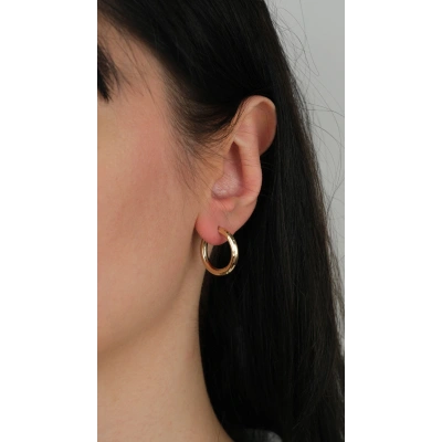 14 Ayar Altın Sade Halka Küpe 914