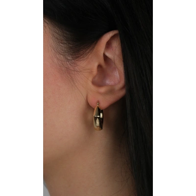 14 Ayar Altın Sade Dolgulu Küpe