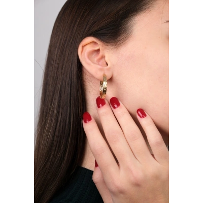 14 Ayar Altın Desenli Halka Küpe 365