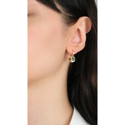 14 Ayar Altın Sallantılı Pullu Küpe 968