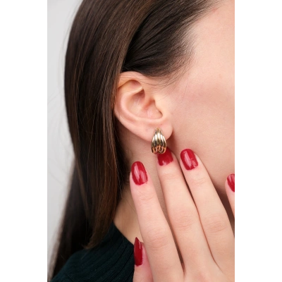 14 Ayar Altın Üç Renk Halka Küpe 387