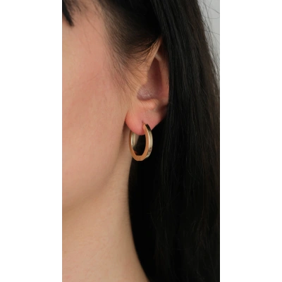 14 Ayar Altın Oval Sade Küpe