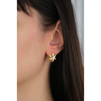 14 Ayar Altın Çiçekli Küpe 1050