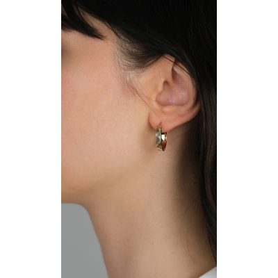 14 Ayar Altın Desenli Klipsli Halka Küpe 936