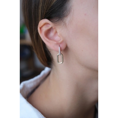 14 Ayar Altın Dörtgen Sallantılı Küpe 540