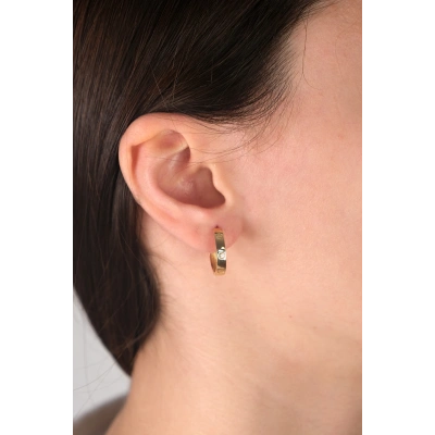 14 Ayar Altın Vida Desen Halka Küpe 26