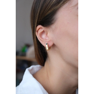 14 Ayar Altın Altıgen Küpe 553