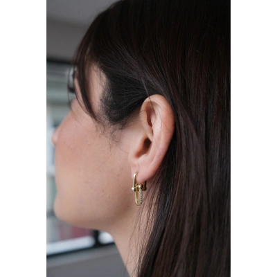 14 Ayar Altın Taşlı T Küpe 597