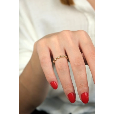 14 Ayar Altın Top Sıralı Yüzük 390