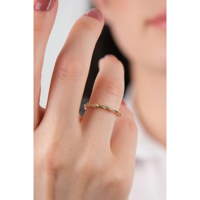 14 Ayar Altın Taşlı Burgu Yüzük 718