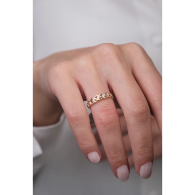 14 Ayar Altın Taşlı Sarmaşık Yüzük 442